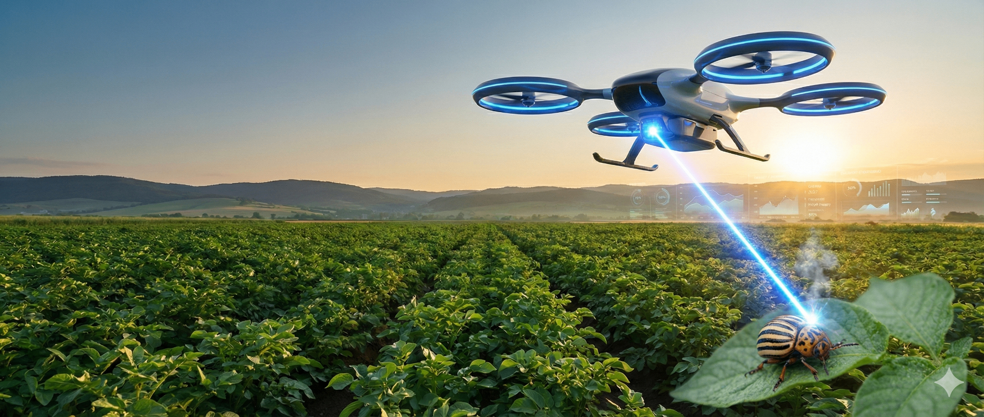 Autonomous drone over an agricultural field
